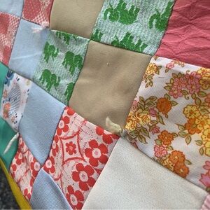 Vintage Retro Patchwork Poly Quilt blanket - Multicolor - 51x33
